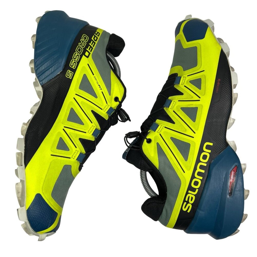 Salomon Speedcross 5 Trail Running Shoe - Mens 9.5 US  43.5 EU Blue Yellow - Picture 5 of 9